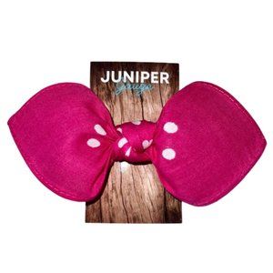 Pink and White Polka Dot Retro Bandana Knotted Hair Bow